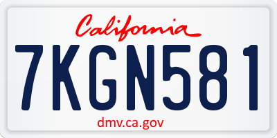 CA license plate 7KGN581