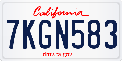 CA license plate 7KGN583