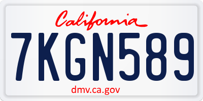 CA license plate 7KGN589