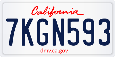 CA license plate 7KGN593