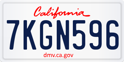 CA license plate 7KGN596