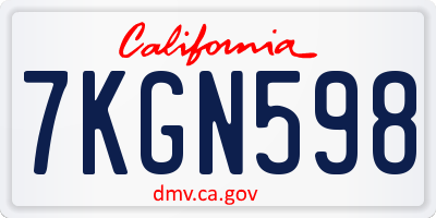 CA license plate 7KGN598