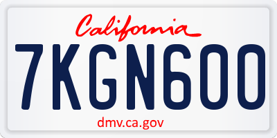 CA license plate 7KGN600