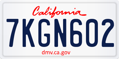 CA license plate 7KGN602