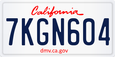 CA license plate 7KGN604