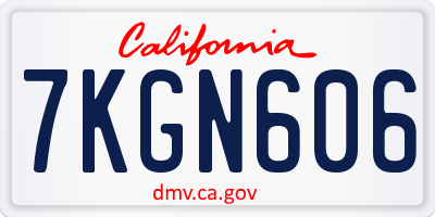 CA license plate 7KGN606