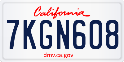 CA license plate 7KGN608