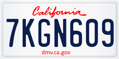 CA license plate 7KGN609