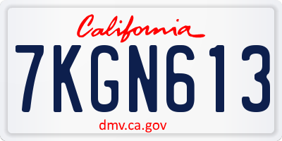 CA license plate 7KGN613