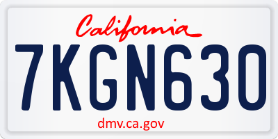 CA license plate 7KGN630