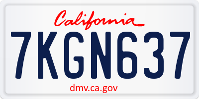 CA license plate 7KGN637
