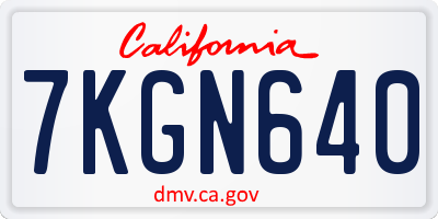 CA license plate 7KGN640