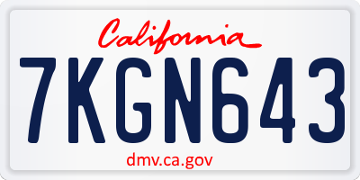 CA license plate 7KGN643