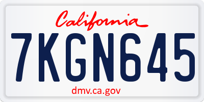 CA license plate 7KGN645