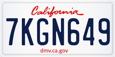 CA license plate 7KGN649