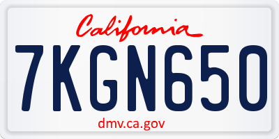 CA license plate 7KGN650