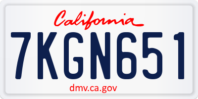CA license plate 7KGN651