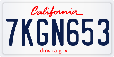 CA license plate 7KGN653