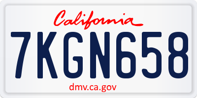 CA license plate 7KGN658