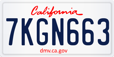 CA license plate 7KGN663