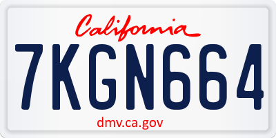 CA license plate 7KGN664