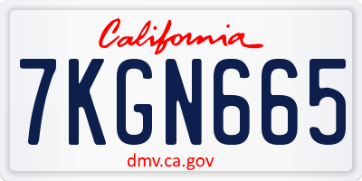 CA license plate 7KGN665