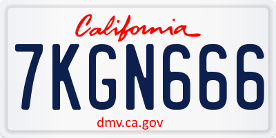 CA license plate 7KGN666