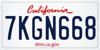 CA license plate 7KGN668