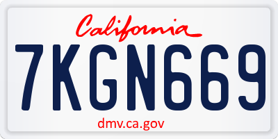 CA license plate 7KGN669