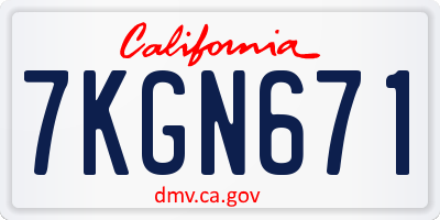 CA license plate 7KGN671