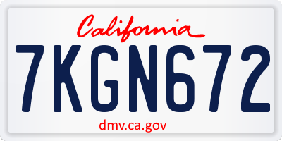 CA license plate 7KGN672