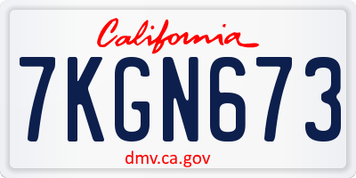 CA license plate 7KGN673