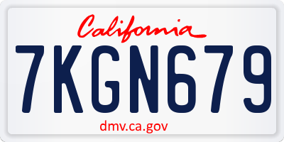 CA license plate 7KGN679