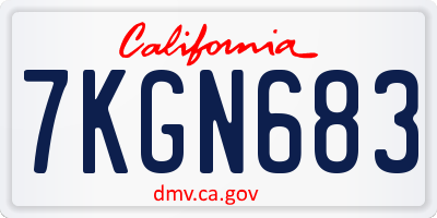 CA license plate 7KGN683