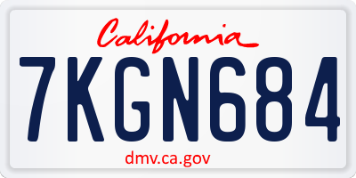 CA license plate 7KGN684