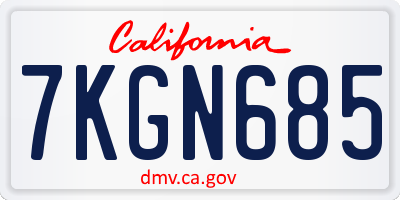 CA license plate 7KGN685