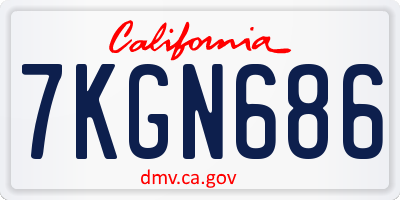 CA license plate 7KGN686