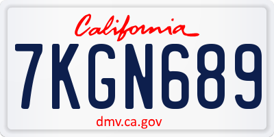CA license plate 7KGN689