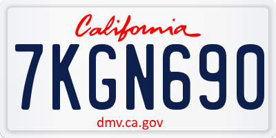 CA license plate 7KGN690