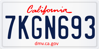 CA license plate 7KGN693