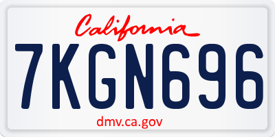 CA license plate 7KGN696