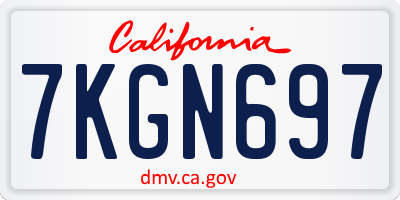 CA license plate 7KGN697