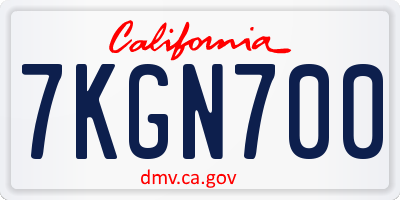 CA license plate 7KGN700