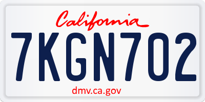 CA license plate 7KGN702