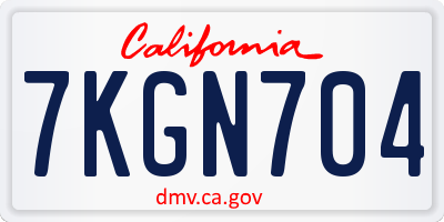 CA license plate 7KGN704