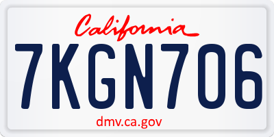 CA license plate 7KGN706