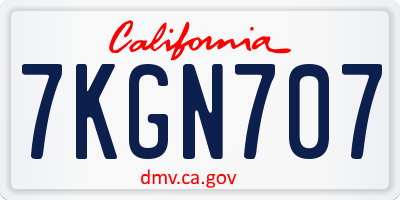 CA license plate 7KGN707