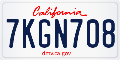 CA license plate 7KGN708