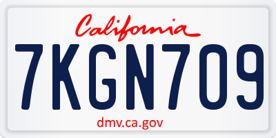 CA license plate 7KGN709