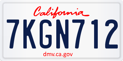 CA license plate 7KGN712